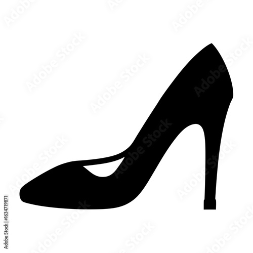 Elegant Black High Heel Shoe Silhouette for Fashionable Designs and Presentations