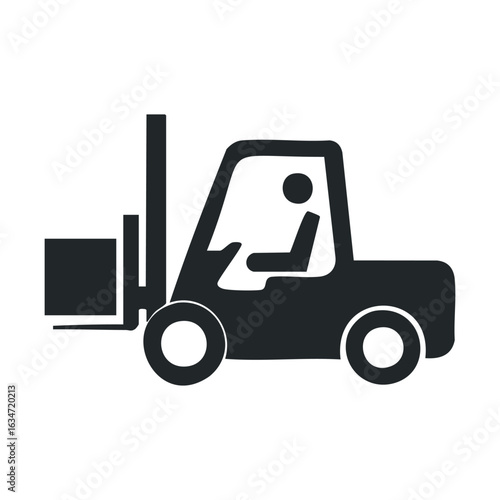 Silhouette of forklift operator handling heavy load in industrial setting