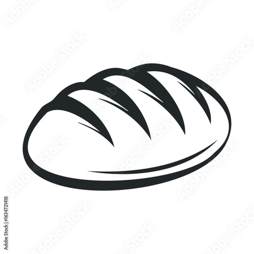 Simple bread icon with cross slash design in black and white