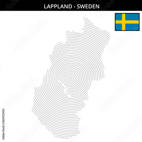 lapland sweden with flag and geographical map
