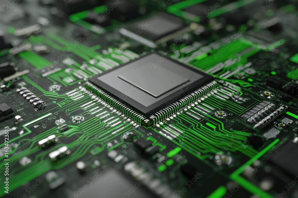 Close-up circuit board with central processor (1) Close-up circuit board with central processor (1)