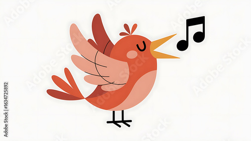 A cheerful bird sings a joyful tune.
