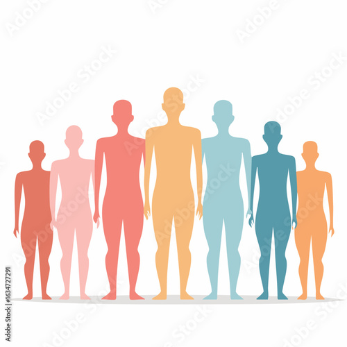 Bunte Personensilhouetten nebeneinander