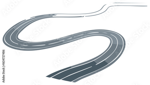 Winding Asphalt Road Illustration Highway Route Curved Transportation Way
