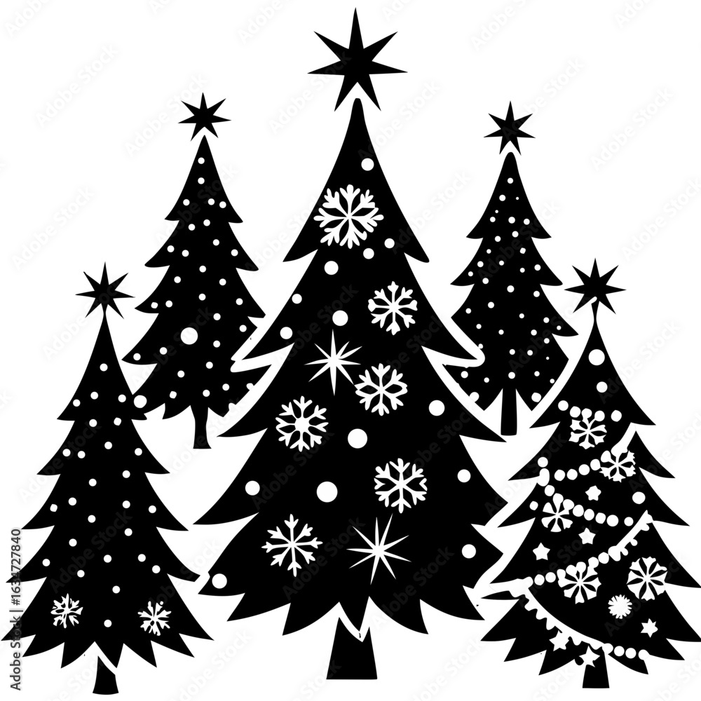 Obraz premium Hand-Drawn Christmas Tree Forest Sketch Art