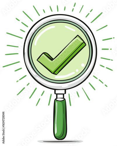 Magnifying Glass with Check Mark Concept Illustration
