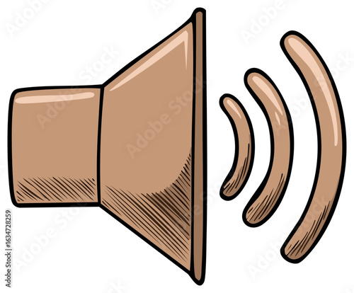 Speaker with Sound Waves Icon Illustration, Audio System Graphic Symbol