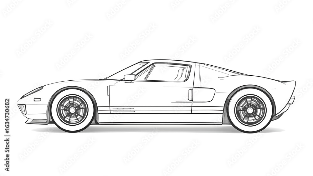 Obraz premium Modern Supercar Side View Drawing