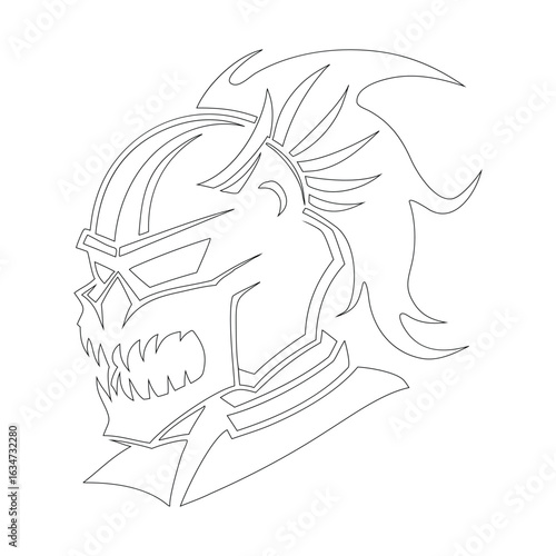 Demon monster skull with mohawk coloring page