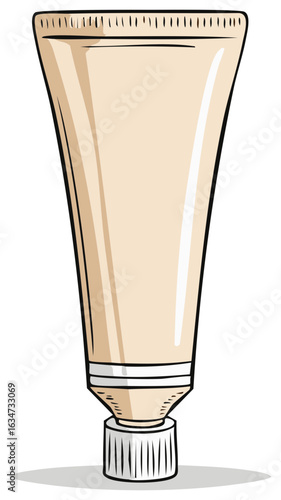 Illustrated Tube with Cap: Cream, Ointment, Lotion Container in Cartoon Style