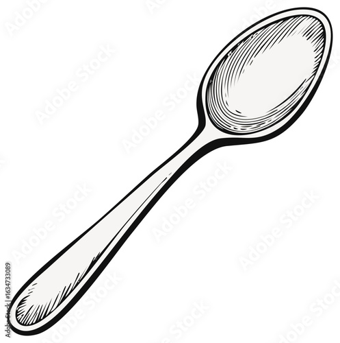 Vintage spoon illustration in a classic hand drawn engraved sketch style