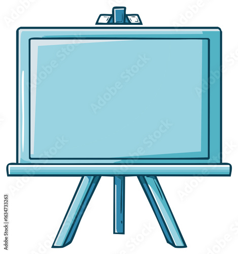 Simple turquoise easel standing tall, perfect for displaying artwork, announcements, or educational diagrams with space to add copy.