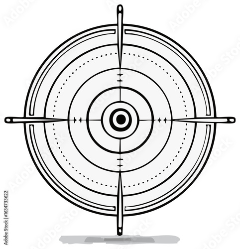 Crosshair on Circular Target Ring Black and White Precision Accuracy Graphic