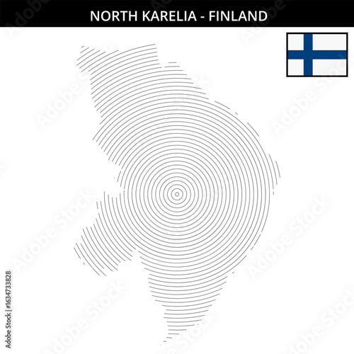 North Karelia with its unique map and Finnish flag