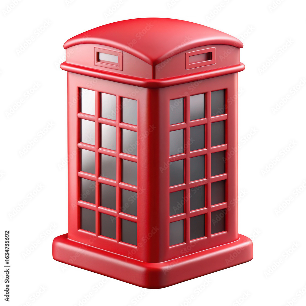 Fototapeta premium Red telephone booth isolated on transparent background