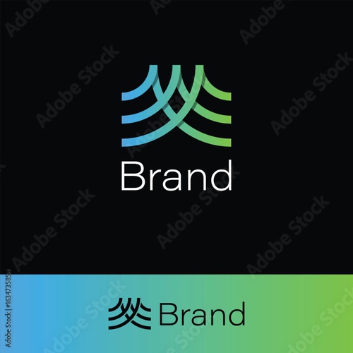 Modern Linear M or MMM Monogram Logo with two backgrounds. 