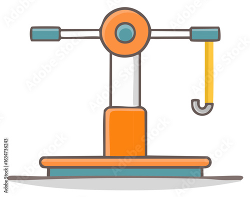 Cartoon-style Weight Scale with Hook and Balance Arms on a Stand
