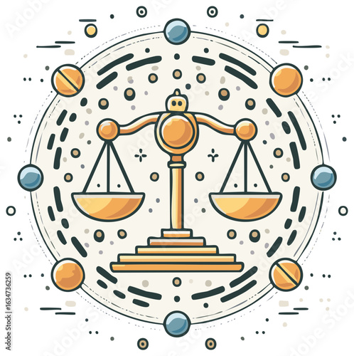 Golden Scales of Justice with Ornate Design Elements