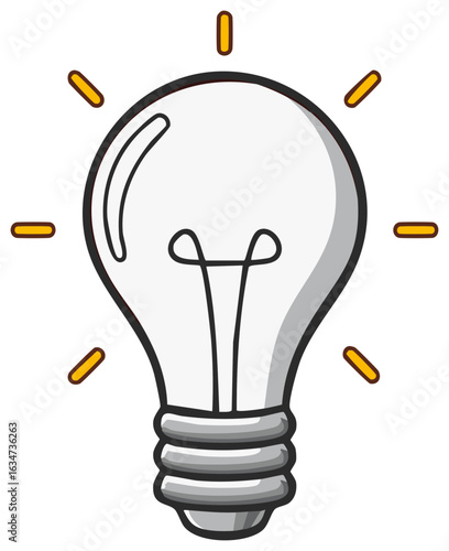 Illustration of illuminated light bulb representing innovation, ideas, invention, and creative concepts