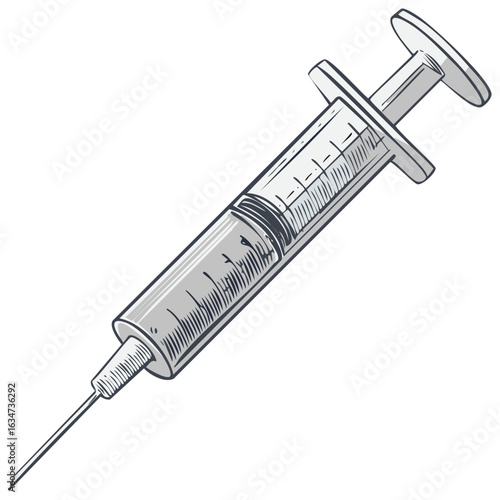 Medical syringe illustration. Healthcare vaccine injection concept. Medicine treatment.