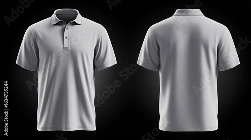 Professional Bright gray polo t-shirt mock-up on a mannequin. A simple polo t-shirt mock-up, front and back view. Effective branding with this t-shirt mock-up