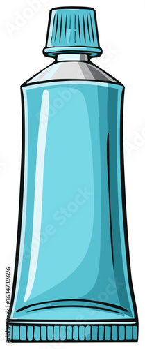Blue toothpaste tube vector illustration, cartoon style design.