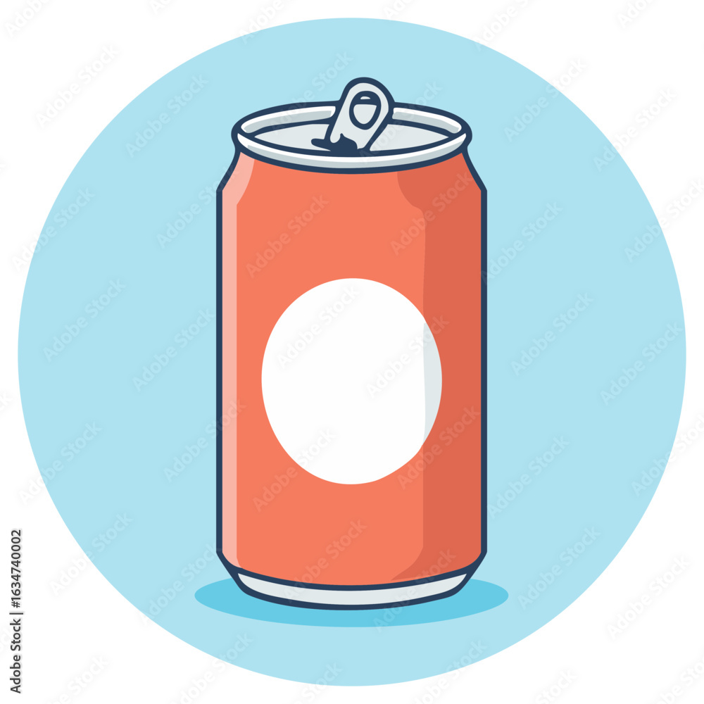 Fototapeta premium Vector illustration of an open red aluminum soda can with a blank label