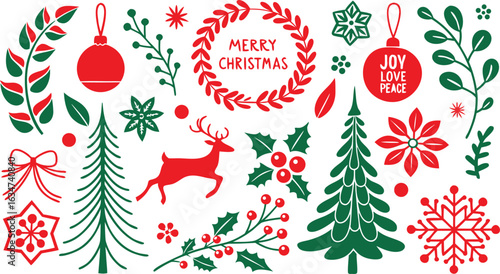 Christmas Doodle Design Elements Set