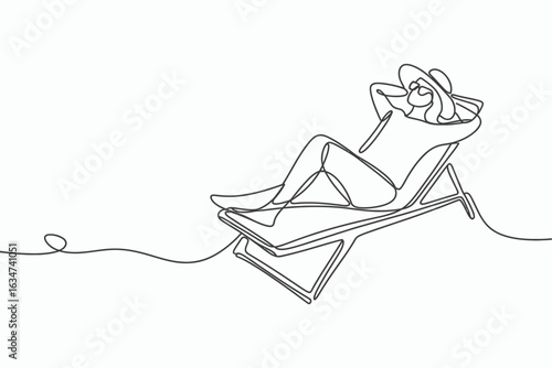Person relaxing in a beach chair isolated on white background