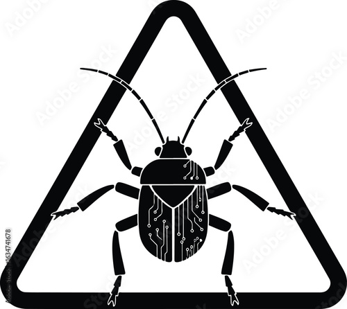 Warning sign of a beetle infestation in a triangular shape representing a potential pest control problem
