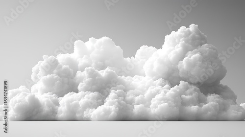 Large Fluffy Cloud on a Minimalistic Gray Background