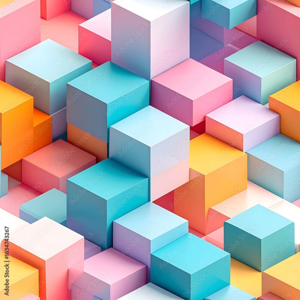 Naklejka premium Abstract geometric pattern of colorful cubes (1)
