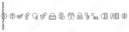 Solar panels vector icon set. Solar energy illustration sign collection. Solar charging symbol. Alternative energy logo.