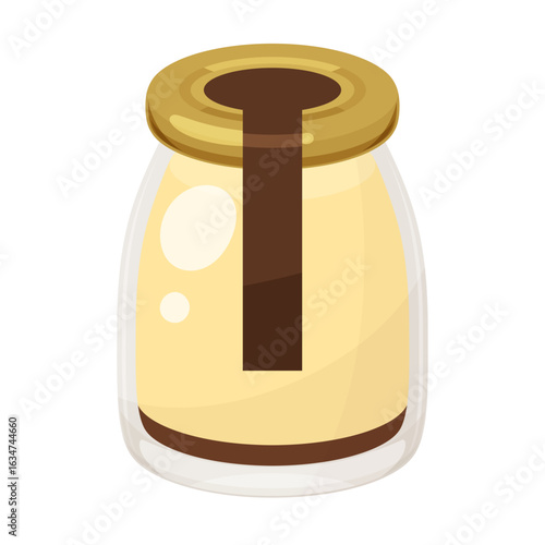 瓶に入ったプリンのイラスト_シール