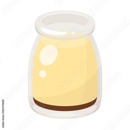 瓶に入ったプリンのイラスト_開封