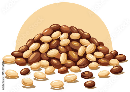 A Generous Heap of Coffee Beans in Varied Roasts and Shades