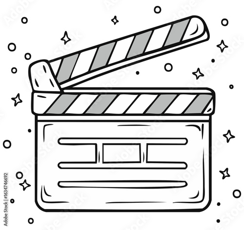 Clapperboard with star and dot elements illustration for film making