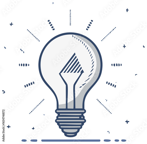 Doodle style lightbulb idea innovation and creative thinking concept
