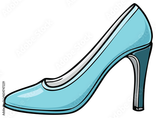 Elegant light blue high heel shoe with a pointed toe and stiletto heel