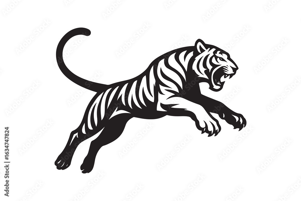 Obraz premium Powerful Tiger Roaring in Action