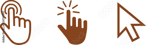 Hand Cursor and Finger Touch Icons Representing Technology, Interaction, and Pointing, Highlighting Digital User Interface, Communication, and Precision Input in Modern Visual Communication