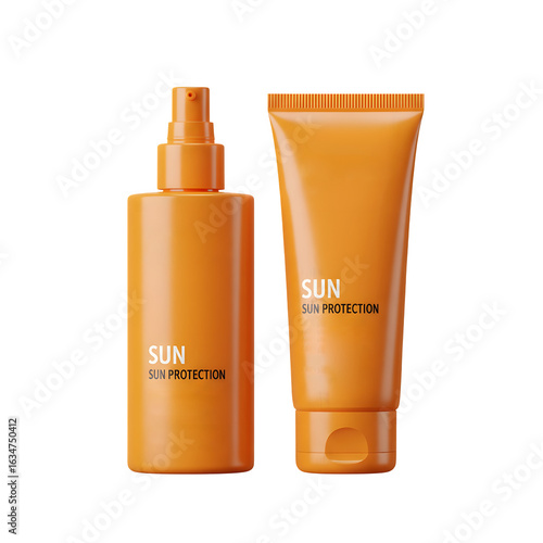 Separated Orange Sunscreen Bottle and Tube for Sun Safety

