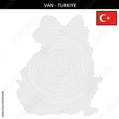 Van in Turkey with its unique circular outline map