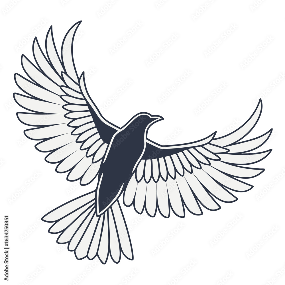 Fototapeta premium Flying Bird Silhouette | Freedom & Nature Vector