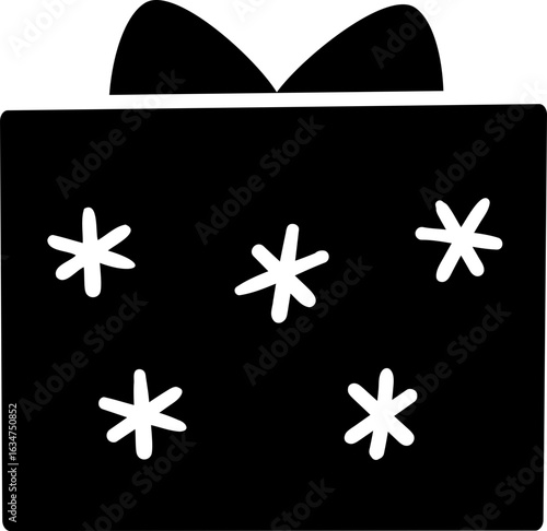 Winter Christmas Gift box silhouette.
Festival celebrating gift. 
Transparent background.