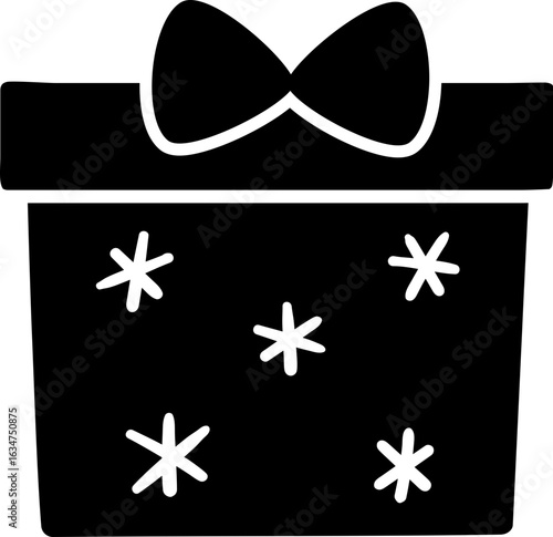 Winter Christmas Gift box silhouette.
Festival celebrating gift. 
Transparent background.