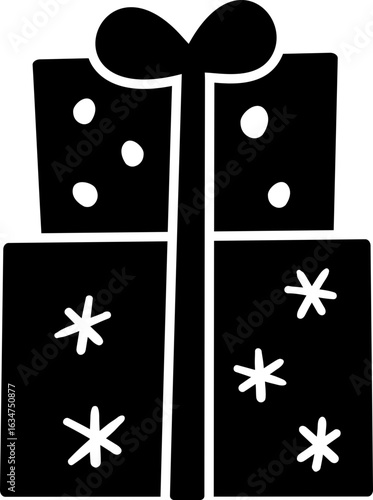 Winter Christmas Gift box silhouette.
Festival celebrating gift. 
Transparent background.