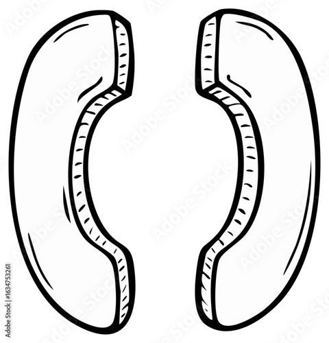 Two curved horseshoe shapes in a simple black and white doodle illustration