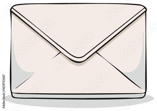 Vector Illustration of Closed Postal Envelope with Realistic Shadow for Correspondence