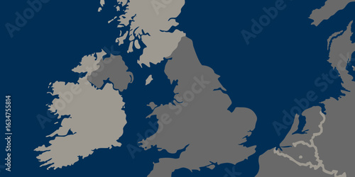 Map of united kingdom ireland and netherlands geographical representation for travel and education use on transparent background